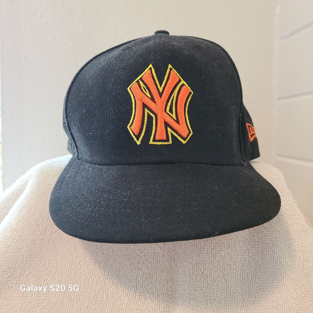 New Era NY Yankees Hat Adjustable Baseball Cap Black Orange MLB Mens